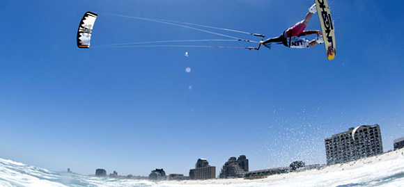 Kitesurfing at Blouberg Beach, Cape Town