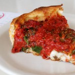 Slice of Deep Dish Pizza in Chicago, Illinois 