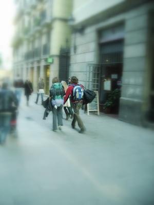 Backpackers backpacking in Europe
