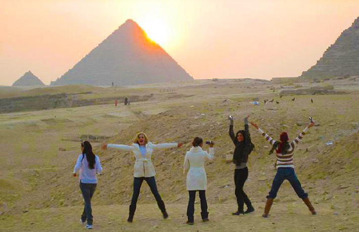 Girls at Pyramids, Egypt