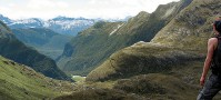 Backpacker backpacking in New Zealand mountains