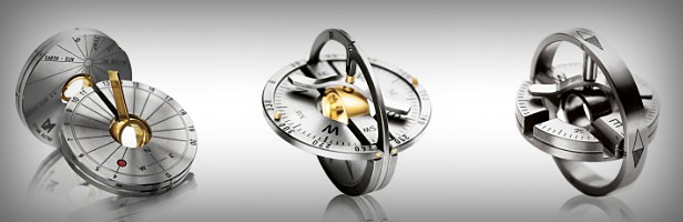 Gold Titanium Compass Pendant by Meister